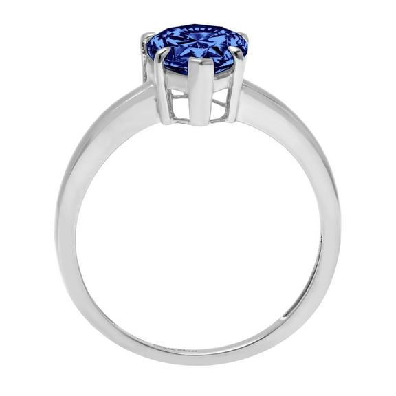 1.5 ct Pear Cut Simulated Tanzanite Solitaire Engagement Ring for Women in 14K White Gold