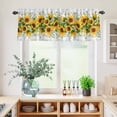 thumbnail image 5 of 3 Piece Kitchen Curtains and Valances Set Sunflower Plaid Cafe Curtains 36 Inch Length Retro Yellow Green Floral Leaf Grey Valance & Tier Curtain for Living Room Bedroom Window 54"x18"+27"x36"*2, 5 of 6