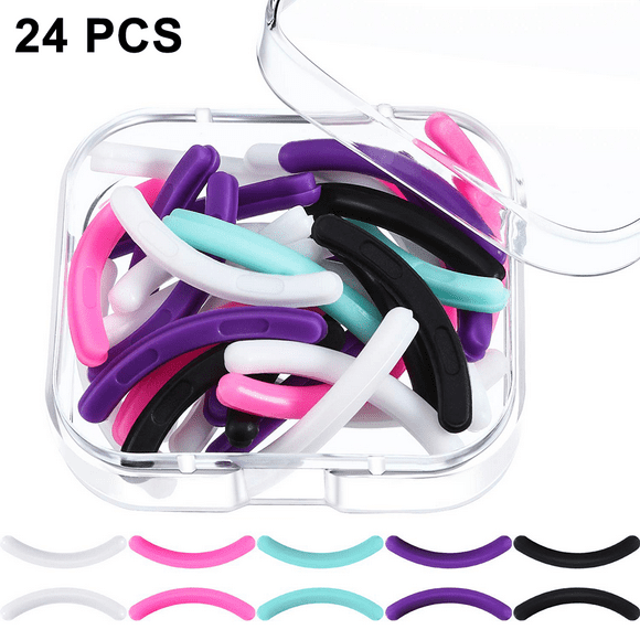 24 piezas de repuesto para rizador de pestañas, almohadillas de repuesto de silicona para rizador de pestañas universal con caja de almacenamiento transparente.
