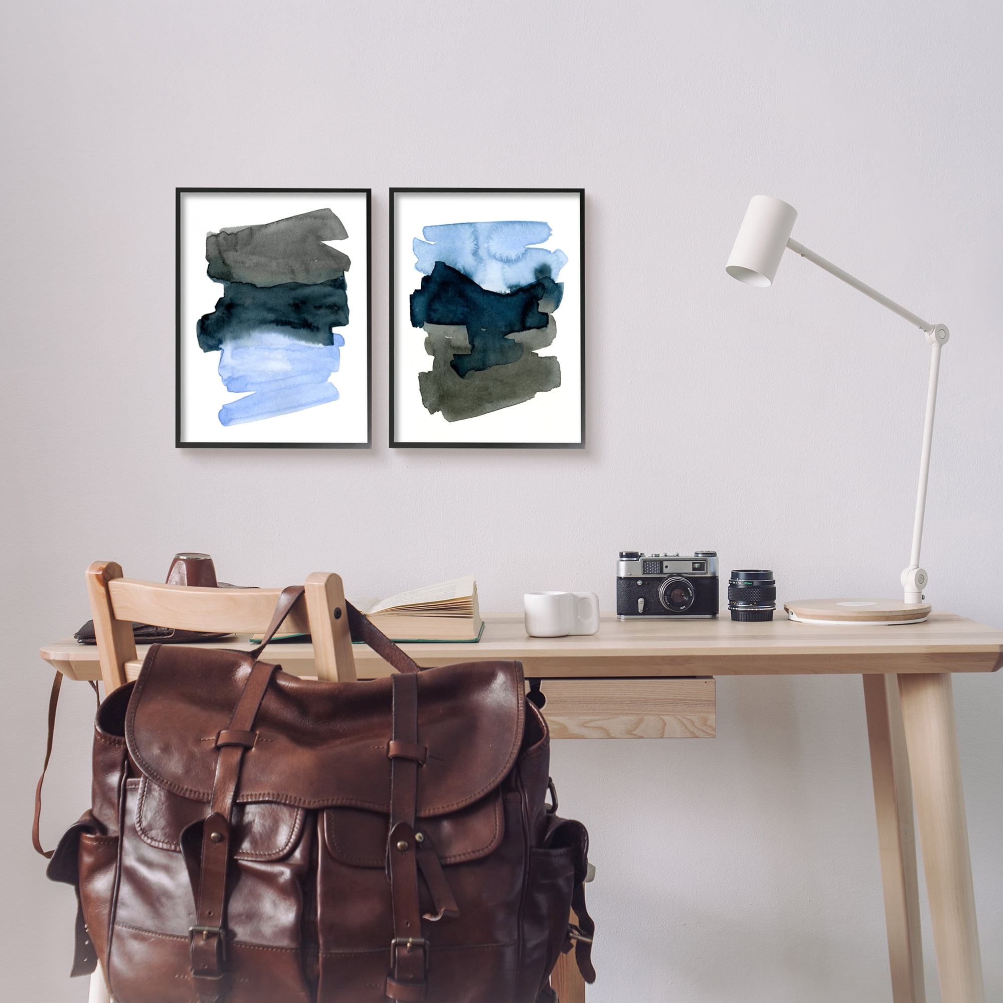 Stupell Industries Energetic Blue Brush Strokes Abstract Ombre Black Framed, 11 x 14, Design by Emma Caroline