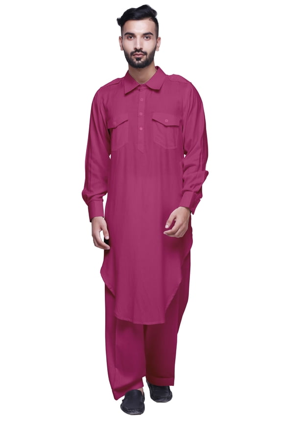 Long Sleeve Pathani Kurta Pyjama Indian Long Kurta Pajama For Men