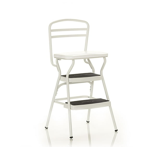 COSCO Stylaire Retro Chair + Step Stool with flipup seat (white, one