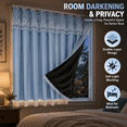 thumbnail image 5 of No-Drill Adhesive Blackout Curtains, Lace Double Layer Thermal Insulated Light-Filtering Drapes, Room Darkening Reusable for Bedroom Bay Window Living Room, Blue, 5 of 7