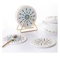 thumbnail image 4 of Modern Coaster Holder Triangle Gold Iron Metal Coaster Holder Mail Holder DVD Disc Holder Storage Caddy for Both Round and Square Coasters Fit 4 to 9 Pieces Coasters, 6Inch, 4 of 5