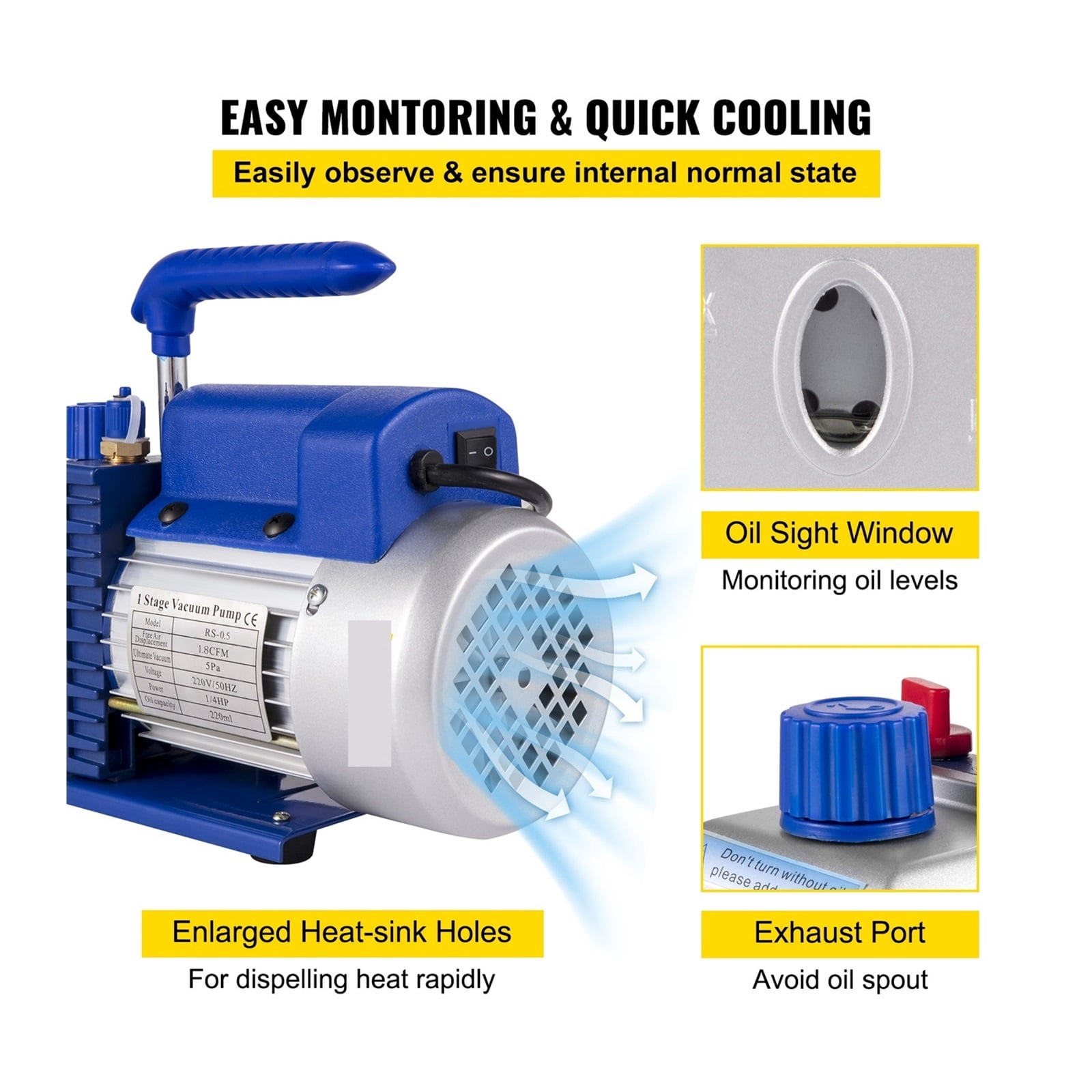 1.8-4.8CFM Refrigerant Vacuum Pump Kits HVAC Refrigeration 1/3 1/4 With Manifold Gauge For Household Air Conditioning