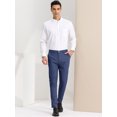 thumbnail image 3 of Pantalones de vestirrayas casuales pahombre Pantalones ajustados de color en contraste con frente plano y corte ajustado Azul Oscuro M, 3 of 6