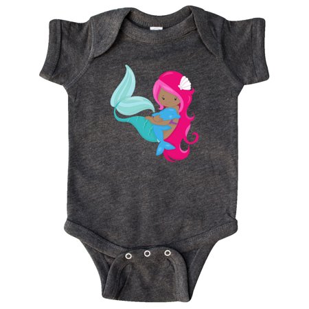 

Inktastic African American Mermaid With Pink Hair Dolphin Gift Baby Girl Bodysuit