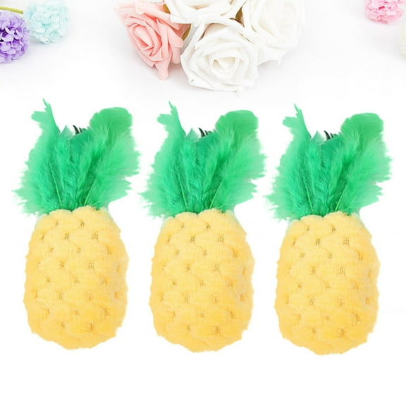 PENIKOKO 3pcs Plush Cat Toys Pineapple Shape Soft Chew Toys for Indoor Play and Interactive Fun
