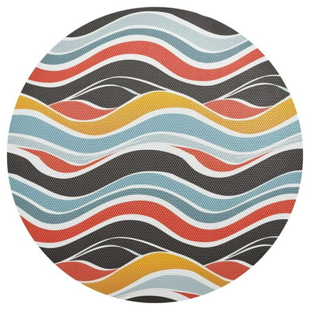 

Ryvnso Abstract Graffiti Stripe Round Plate Mats Dining Table Placemat 1 Piece for Holiday Decoration