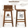 thumbnail image 3 of Gymax 24.5'' Solid Wood Bar Stools Set of 4 Home Counter Kitchen Stools w/ Low Backrest & Footrest, 3 of 10