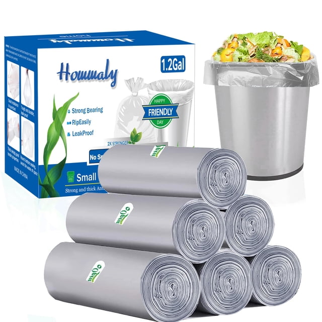 Bolsas de basura Hommaly de 4,5 a 6 litros, 1,2 galones, 300 unidades, color gris