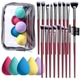 thumbnail image 1 of Set de brochas de maquillaje BS-MALL, 18 unidades, con 5 esponjas y bolsa, 1 of 6