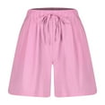 thumbnail image 7 of UAMVSH Bermuda Shorts for Women Soft Wide Leg Cotton Linen Long Shorts Basic Elastic Waist Drawstring Summer Casual Shorts, 7 of 7