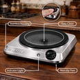 thumbnail image 3 of OVENTE Countertop Infrared Single Burner, 1000W Electric Hot Plate with 7” Ceramic Glass Cooktop, 5 Level Temperature Setting & Easy to Clean Base, Compact Stove for Home Dorm Office, Silver BGI101S, 3 of 7