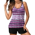 thumbnail image 2 of CALAFEBILA Modest Swimsuits for Girls 2 Piece Tankini Summer Striped Print Beach Bathing Suits, 2 of 9