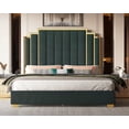 thumbnail image 5 of VanAcc King Size Bed Frame and 65" Headboard, Upholstered Bed with Golden Plating Trim, Green, 5 of 7