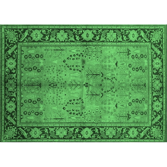 Ahgly Company Indoor Rectangle Oriental Emerald Green Industrial Area Rugs, 8' x 10'