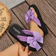 thumbnail image 5 of BADHUB Women's Flower Casual Flip Flops Boho Open Toe Slip On Bowknot Flat Dressy Sandals Beach Vacation Slippers Purple 36, 5 of 6