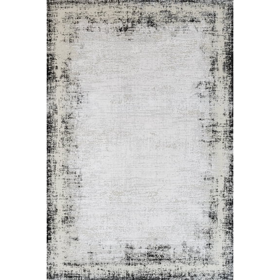 Anthracite Framed Area Rugs for Living Room Washable Rugs Boho Moroccan Area Rug Soft Neutral Geometric Bohemian Carpet Distressed Indoor Rug for Bedroom Dining Room Office Foldable Nonslip Rug