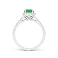 thumbnail image 2 of ANGARA Natural Twin Shank Emerald Halo Ring with Diamond Accents in 14K White Gold for Women (Size-6mm) | May Birthstone, Birthday, Anniversary, Jewelry Gift for Women | Natural Emerald Ring, 2 of 7