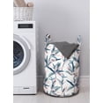 thumbnail image 3 of Floral Laundry Bag, Tropical Graphic Design of Palm Leaves, Hamper Basket with Handles Drawstring Closure for Laundromats, 13" x 19", White Rose Blue Grey, by Ambesonne, 3 of 4