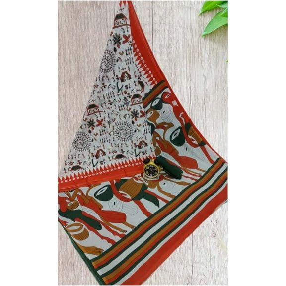 ENTELLUS | Pure Cotton Mulmul Saree Block Print