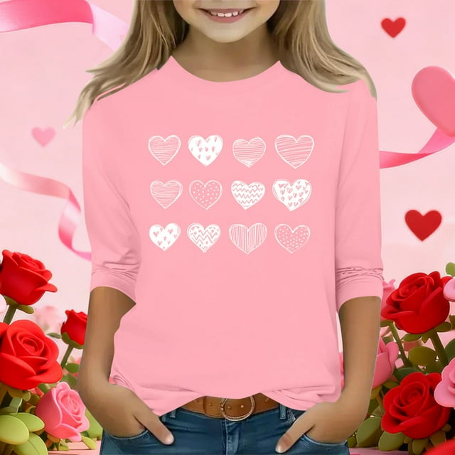 Cowsor Haut Imprimé pour Enfants à Manches 3/4 - Chemise Décontractée à Col Rond, Imprimés Mignons pour Usage Quotidien, Sommeil et Cadeaux d'Anniversaire, Doux et Respirant, Convient aux 3-13 Ans