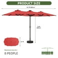 thumbnail image 3 of Uforic 15FT Large Patio Umbrellas with 48 LED Lights, Outdoor Double-Sided Portable Shade Market Table Umbrella,12 Sturdy Ribs & Tilt Adjustment, Claret-red, 3 of 8