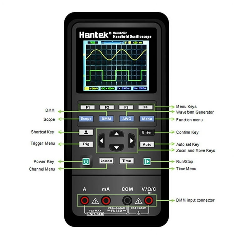 Hantek 2D42 Handheld Oscilloscope 40MHz Waveform Generator Multimeter 3 in  1 Multifunction Tester 2CH+AFG+DMM Scope