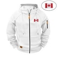thumbnail image 2 of Bixock Men Fall/Winter Big Tall Coats,Men Fleece Faux Trucker Jackets,Men Outwear Jackets Workwear Style Hooded Raglan Sleeve Multi Pocket Zippered Canada Flag Embroidery Outerwear Jackets, 2 of 5