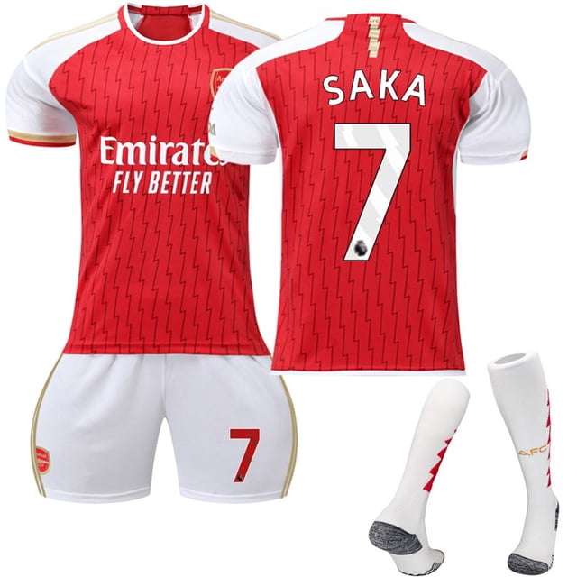 23-24 Conjunto de camiseta de fútbol local del Arsenal 7 Saka - Adultos XS (160-165) oso de fresa Electrónica