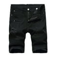 thumbnail image 3 of Cameland Men's Ripped Denim Trunks Stretchy Washed Jeans Trunks Cut-off Classic Fit Biker Jeans Trunks, 3 of 6