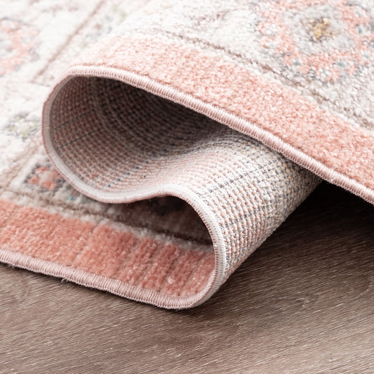 Crestwood Traditional Oriental 2x3 Salmon and Aqua Polyester