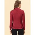 thumbnail image 3 of INSPIRE CHIC Women's Button Shirt Collar Long Sleeve Top Wine Red L, 3 of 5