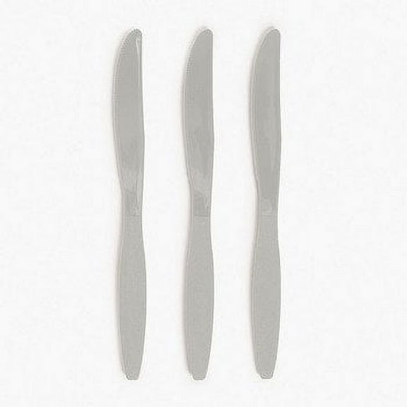 Metallic Silver Plastic Knives (50 Pc) - Party Supplies - 50 Pieces
