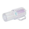 thumbnail image 4 of Holiday Time 30 oz Plastic Double Wall Insulated Prismatic Textured Tumbler with Straw and Handle, White Iridecent, 4 of 6