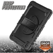 Timoom Samsung Galaxy Tab S6 Lite 10.4 P610 P615 Case [Full-Body] & [Shock Proof] Hybrid Armor Protective Case with 360 Rotating Stand & Strap for Samsung Galaxy Tab S6 Lite 10.4 P610 P615 - Black