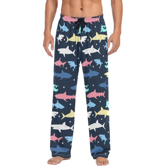 GZHJMY Shark Pajama Pants for Men, Lounge Pants Lightweight Men Pajama Bottoms with Drawstring Pockets, Christmas New Year Birthday Gifts, Small