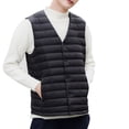 thumbnail image 6 of Luwomo Men's Leisure Down Vest Jackets Mens Sleeveless V Neck Zipper Packable Down Thin Coat Regular Blouses Black,3XL, 6 of 7