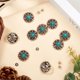 thumbnail image 4 of 1 caja de 12 botones turquesa de 25 mm de aleación de metal plateado tibetano vintage verde girasol plano redondo con tornillos traseros, 4 of 6