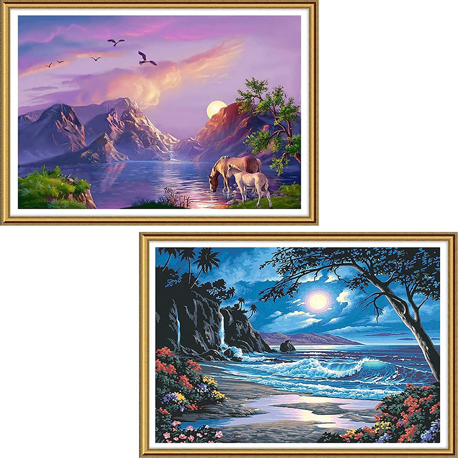 Full Drill 5D Diamond Painting Boat over Lake Cross Stitch Kits Embroidery Decor 