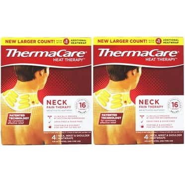 ThermaCare Neck Pain Therapy, Shoulder, and Wrist Pain Relief Patches, Heat Wraps, 4 Count - 2 Pack