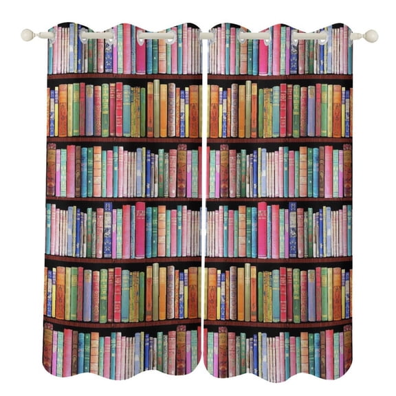 Bookworm Antique Book Library 2 Panels Blackout Curtains for Bedroom Living Room Drapes Kitchen Room Window Curtain Grommet