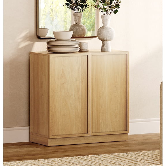 31.5" Modern Sideboard Buffet Cabinet with 2 Doors, Multifunctional Sideboard with Large Storage and Adjustable Shelf, Oak
