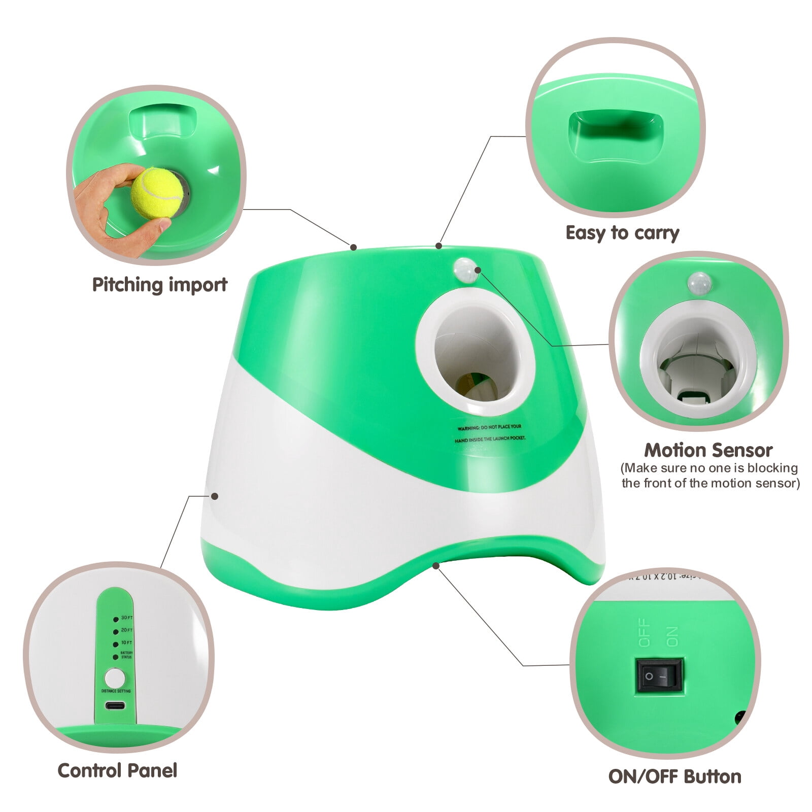 Automatic Dog Ball Thrower with 3 Balls Interactive Tennis Ball Launcher for Dogs Pet Ball Throwing Machine for Indoors/Outdoors Playing