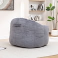 thumbnail image 6 of Gray Faux Fur Bean Bag Chair with Armrests - Large Adult Lazy Sofa | 41.4"D x 35"W | Memory Foam Filled | Living Room, Bedroom Reading Chair, 6 of 21