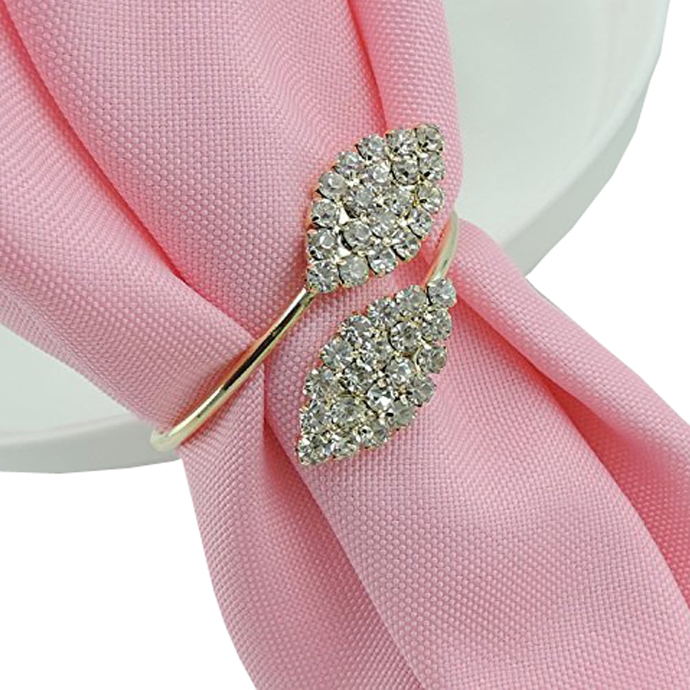 12Pcs Rhinestone Napkin Ring Set Handmade Serviette Buckle Holder Wedding Dinner 