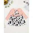 thumbnail image 3 of IWEMEK Baby Girls Dresses Cow Print Crew Neck Long Sleeve Romper Comfort Casual Fall Outfits Size 12-18M, 3 of 7