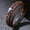 brown, variant on Men's Cross Leather Bracelet, Tiger's Eye & Black Bead Multi-Layer Wristband