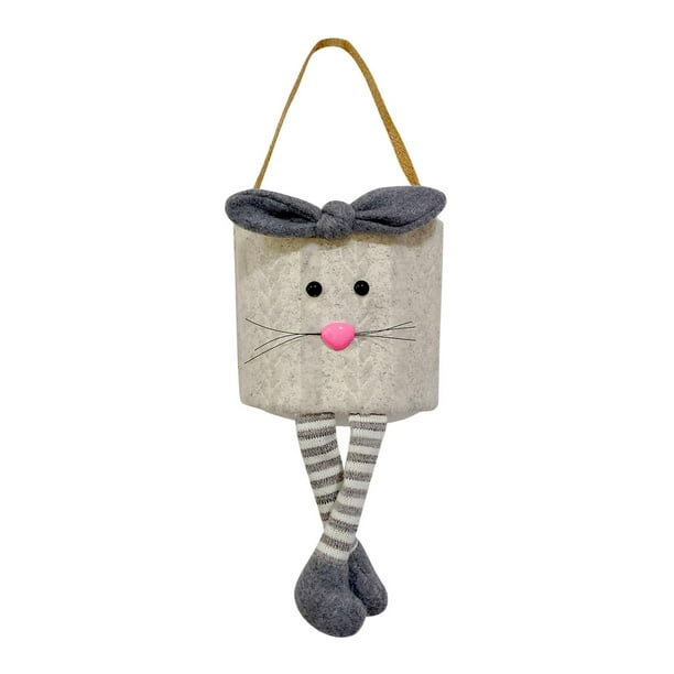 Cesta de Pascua con forma de conejo, bolsa de regalo para guardar golosinas navideñas, color conejito Gris